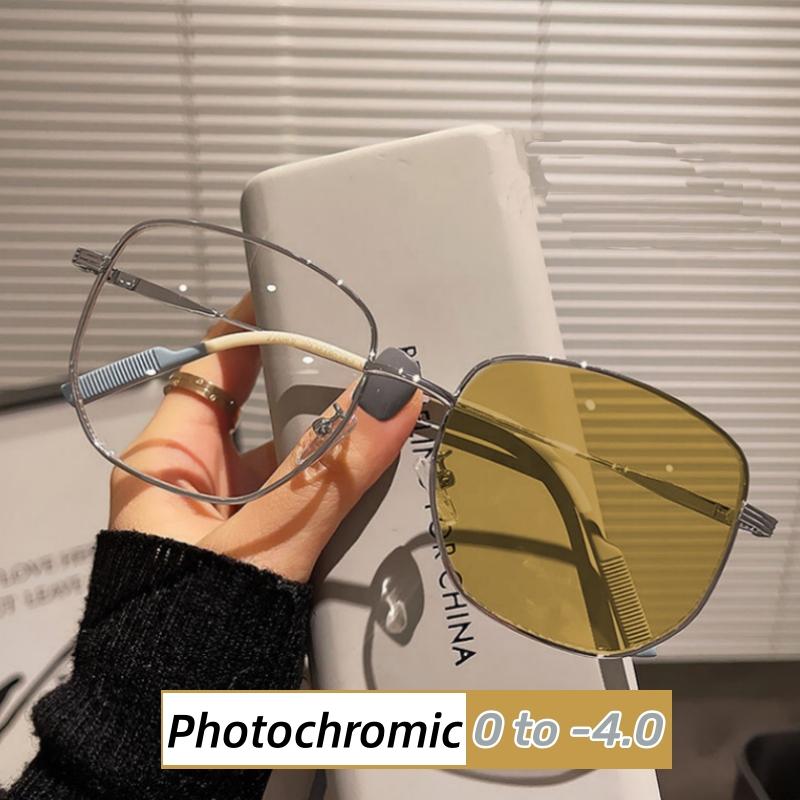 Роскошные фотохромные солнцезащитные очки для зрения минус Женские очки для защиты от синего света для близорукости Винтажные очки с диоптриями, меняющие цвет
