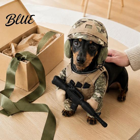 Хэллоуин Военный Костюм для Питомца Тактический Костюм Собаки Солдатский Костюм Регулируемая Шлейка Боевая Форма со Шляпой