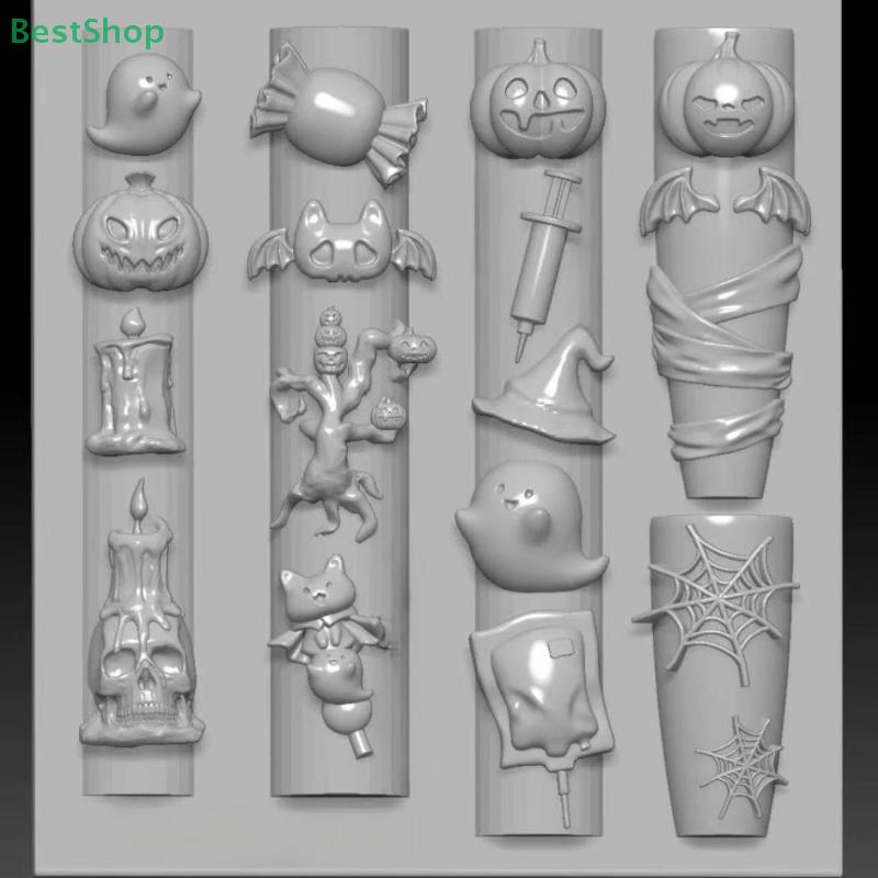 3D Силиконовая Форма для Ногтей Хэллоуин Тыква Паук Рельефная Форма Декор для Маникюра Прозрачный Шаблон