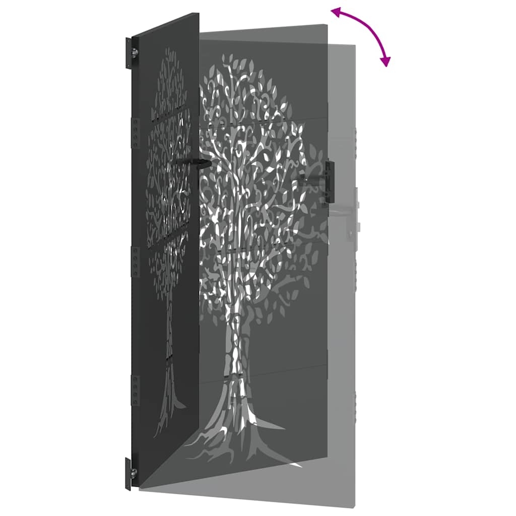 Garden Gate Black 85 x 200 cm Powder Coated Steel