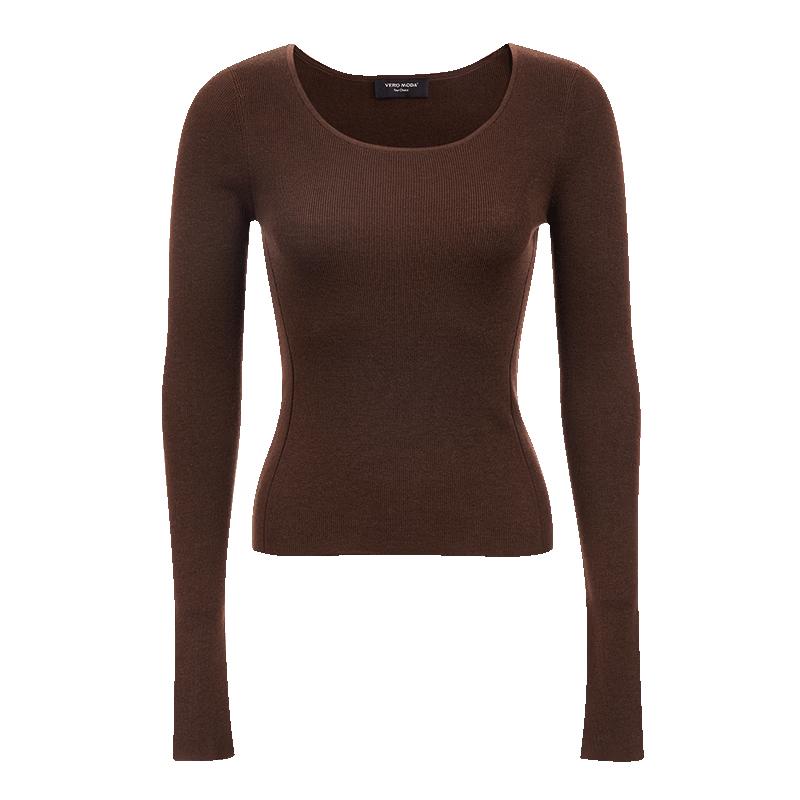 VEROMODA Women's 2026 Autumn Merino Wool Blend Round Neck Relaxed Long Sleeve Knit Top