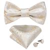 Wedding Bowtie Set for Men Adjustable Self Tied Bowtie Paisley Silk Bowtie Hanky Cufflink Set Dibangu