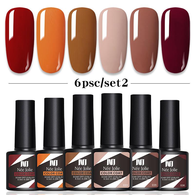Nee Jolie 6 Colors Gel Nail Polish Set Trendy Nail Gel Soak Off UV Nail Polish Kit DIY Manicure