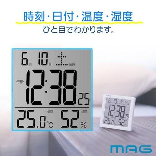 MAG Alarm Clock Desk Digital Thermometer Hygrometer Thermo-Hygrometer Calendar Electronic Sound Snooze Light White Cassini T-726 WH-Z Noah Seimitsu