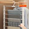 Multi-Layer Space-Saving Pants Hanger 1pc Foldable Jeans Organizer with Stainless Steel Rods - Unfinished Finish, Retail Display Rack