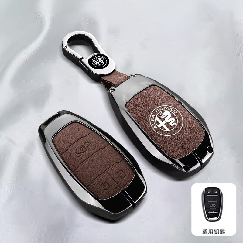 2026 Горячая наклейка Сплав Кожа Автомобиль Умный Пульт Дистанционного Ключа Чехол Оболочка Защита для Alfa Romeo Giulia 2015 +Stelvio 2016+ Spider