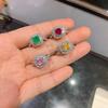 Jewelry Xiaoqing Simulation Color Treasure Emerald Red Treasure Yellow Diamond Pink Diamond Ring