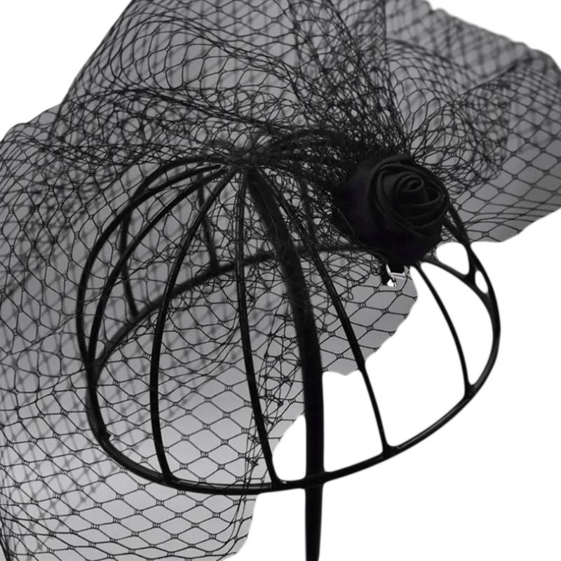 Средневековый Fascinator Шляпка-Заколка для Волос Роза&Вуаль Заколка для Волос Невесты Маленькая Шляпка Заколка для Волос Панк Заколка для Волос для Свадебной Вечеринки