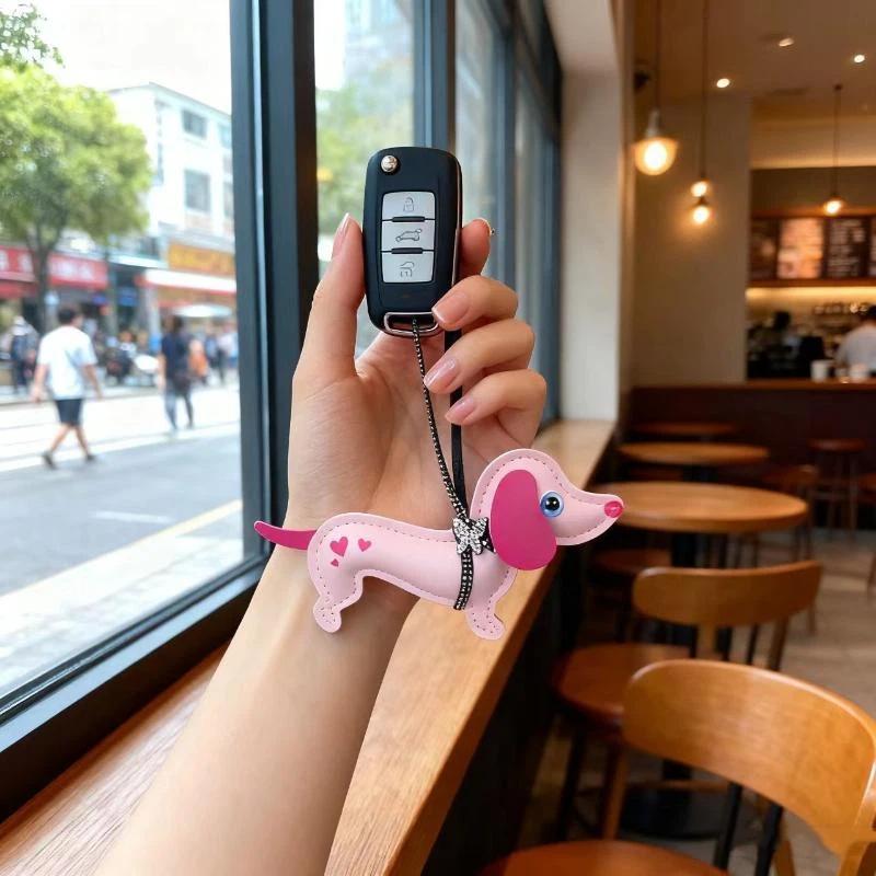 Брелок для ключей Собака Такса Модные брелки для собак из ПУ кожи для женщин Подвеска для сумки Ювелирные изделия