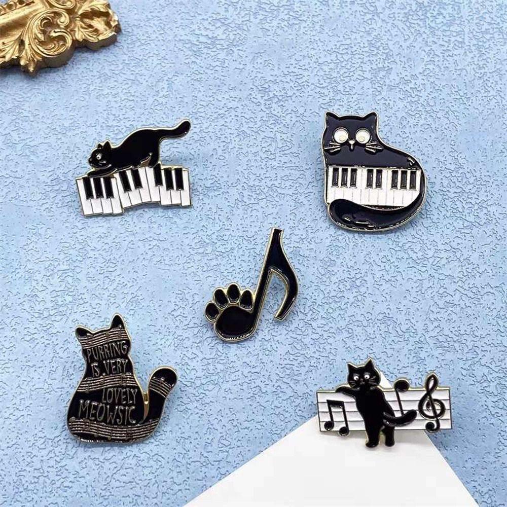 Подарки Музыкальная нота Фортепиано Модные ювелирные изделия Аксессуары для одежды Женская брошь в виде кота Корейский стиль Брошь