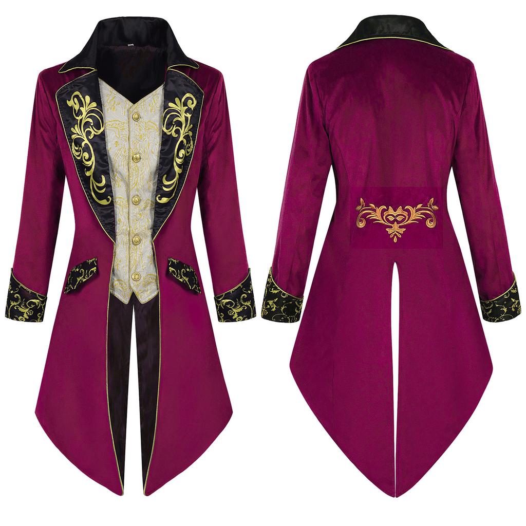 Men's Steampunk Coat Tuxedo Medieval Costume Gothic Victorian Frocker Uniform Party Retro Casual Halloween Tailcoat Jackets