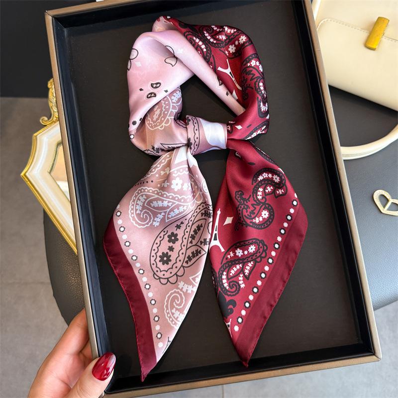 Luxury Cashew Print Female Neck Scarf Soft Satin Women Square Hair Scarves Foulard Head Band Shawls Wraps Neckerchief Bandana