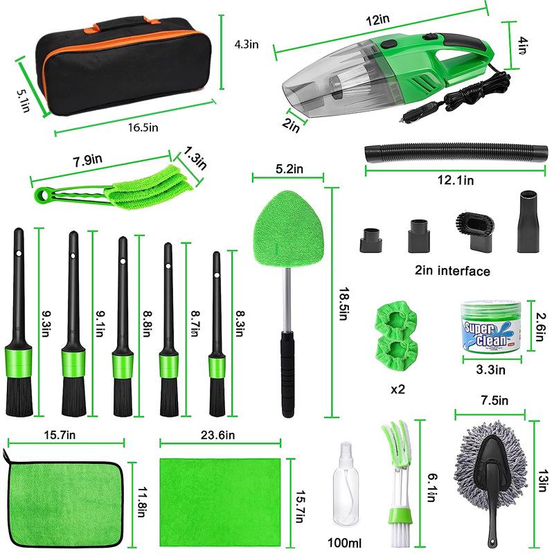 Экологичный набор для чистки автомобиля: Щетка для колесных ступиц, Очиститель кондиционера, Глина, Пылесос и Ручная щетка для пыли