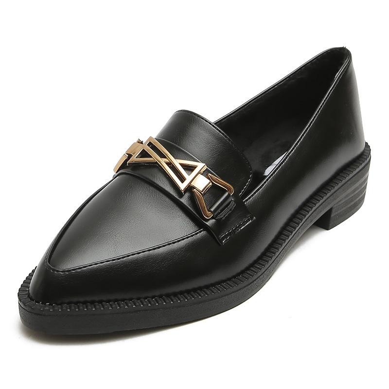 Pointed Toe Womens Loafers Shoes Metal Chain Clogs Platform Casual Female Sneakers Oxfords Slip-on Buckle Creepers On Heels Leat