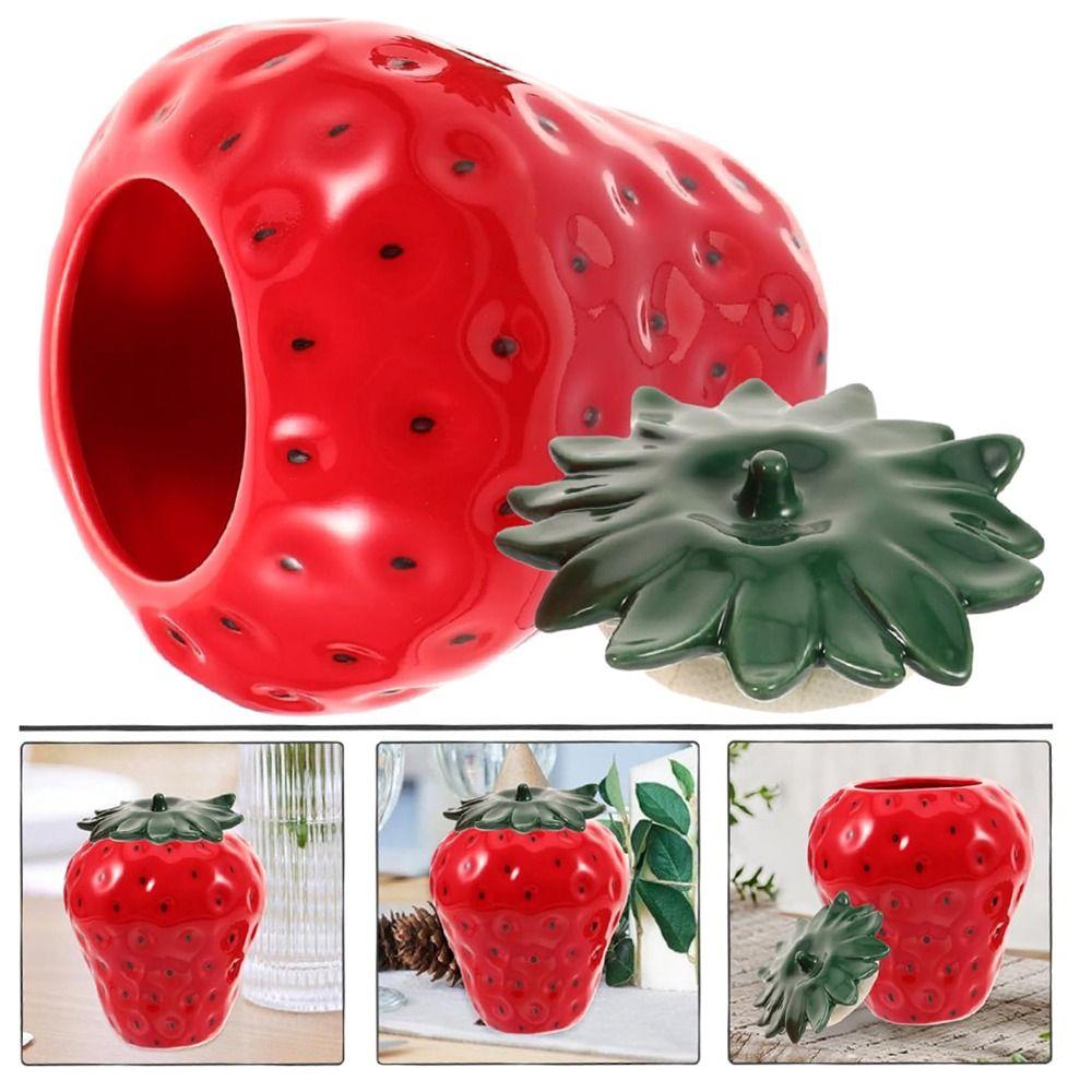 Strawberry Shaped Ceramic Tea Caddies Creative Coffee Container Tea Jar home Ornaments