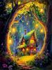 5D Diy Алмазная картина Дом на дереве Полный квадрат Круглая вышивка Мозаика Фэнтези Пейзаж Ручной работы Домашний декор