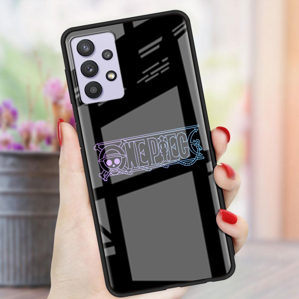 Аниме черный стеклянный чехол для Samsung Galaxy A52 A71 A50 A51 A70 A21s A31 A72 A10 A12 A30 A22 5G чехол для телефона