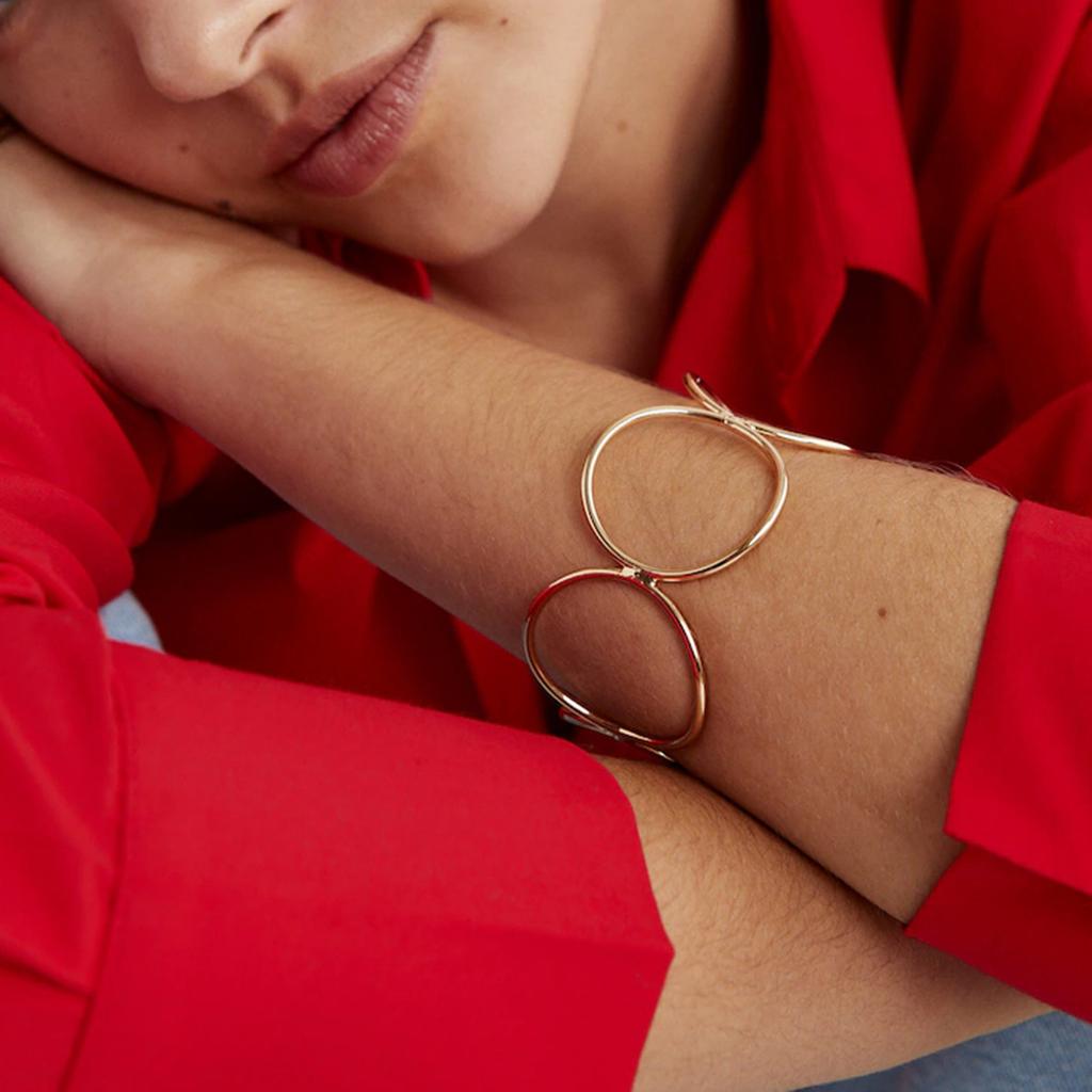 Hollow Open Cuff Bracelet Titanium Steel Gold Plated Minimalist Jewelry Womens Fashion Accessory