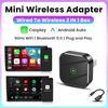 2025 NEW 2in1 Wireless Carplay Adapter Android Auto Smart Mini AI Box WIFI BT Auto Connect with Pilot Lamp Car Accessories