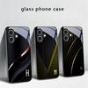 Элегантные буквы 'S M R' Для iPhone 17 Air 16 E 15 Plus 14 Pro Max 13 12 mini 11 5 6 7 8 Plus XR XS Max SE Черный Стеклянный Чехол для Телефона