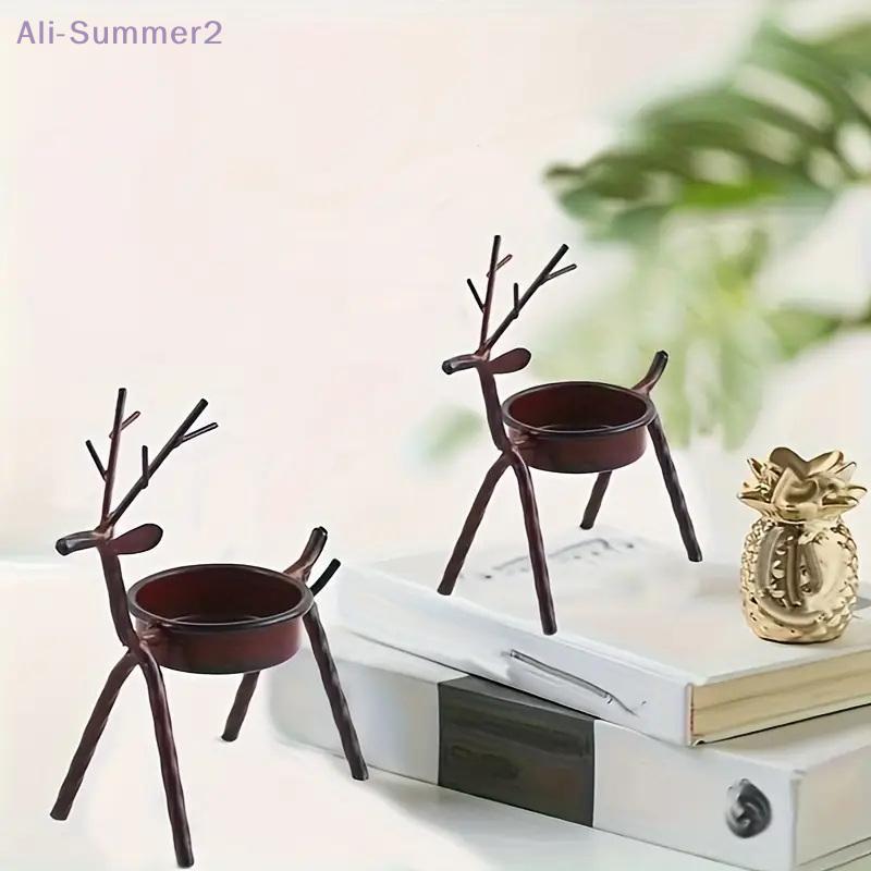 {MX} Creative Christmas Reindeer Candlestick Durable Iron Candle Holder Tea Light Holder DIY Xmas Party Home Table Decor