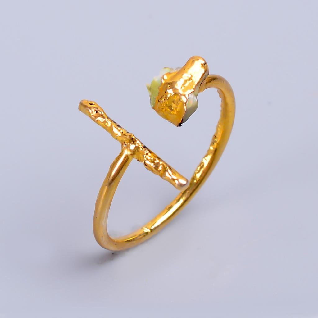 Эфиопский опал камень позолоченное новое гальванопластическое элегантное кольцо вечности ювелирное изделие V-61