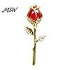 Retro Rose Pin Red Bud Brooch Pin, Rhinestone Floral Lapel Men Metal Women Jewelry Accessories for Suit Dress Coat Scarf Flower