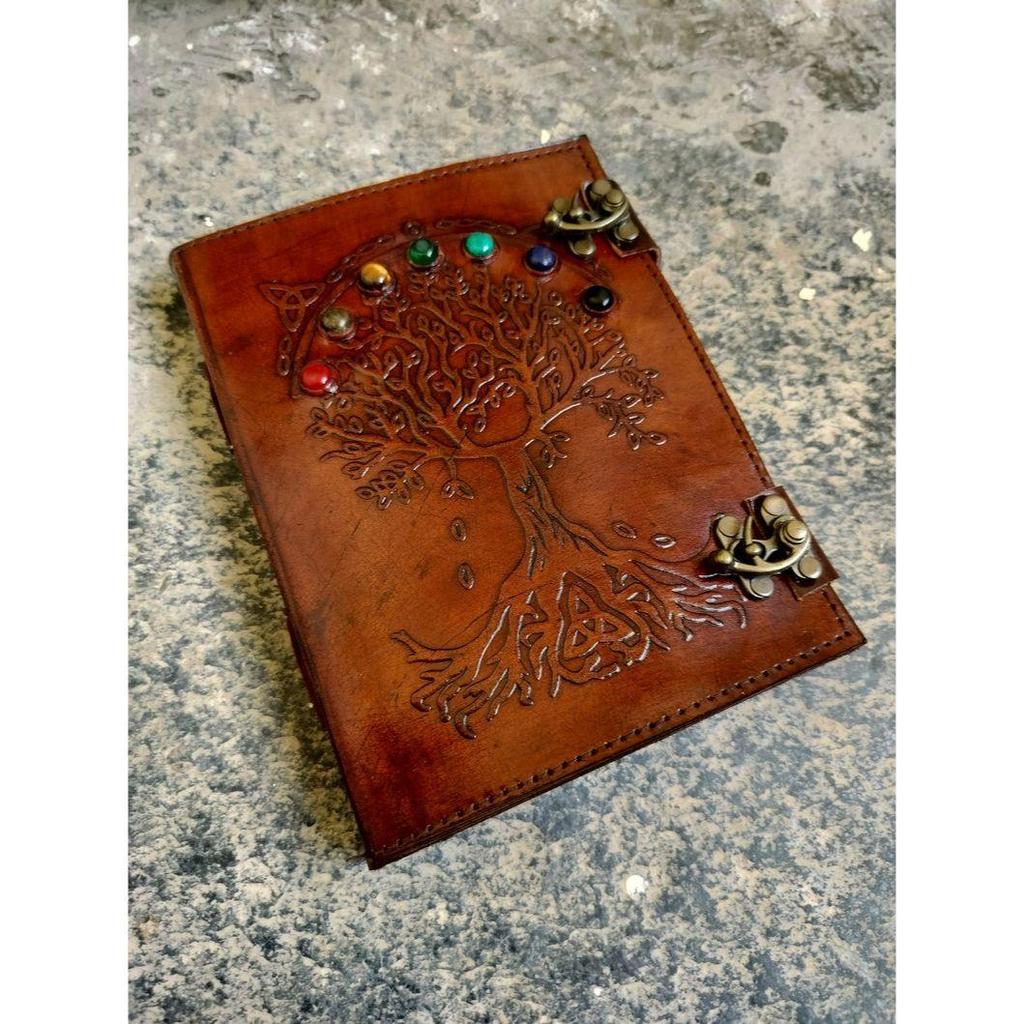 Кожаный дневник с тиснением вручную | Записная книжка ручной работы | Кожаный гримуар | Идеально подходит для юбилеев или рождественских подарков. ( пакет из 3 )