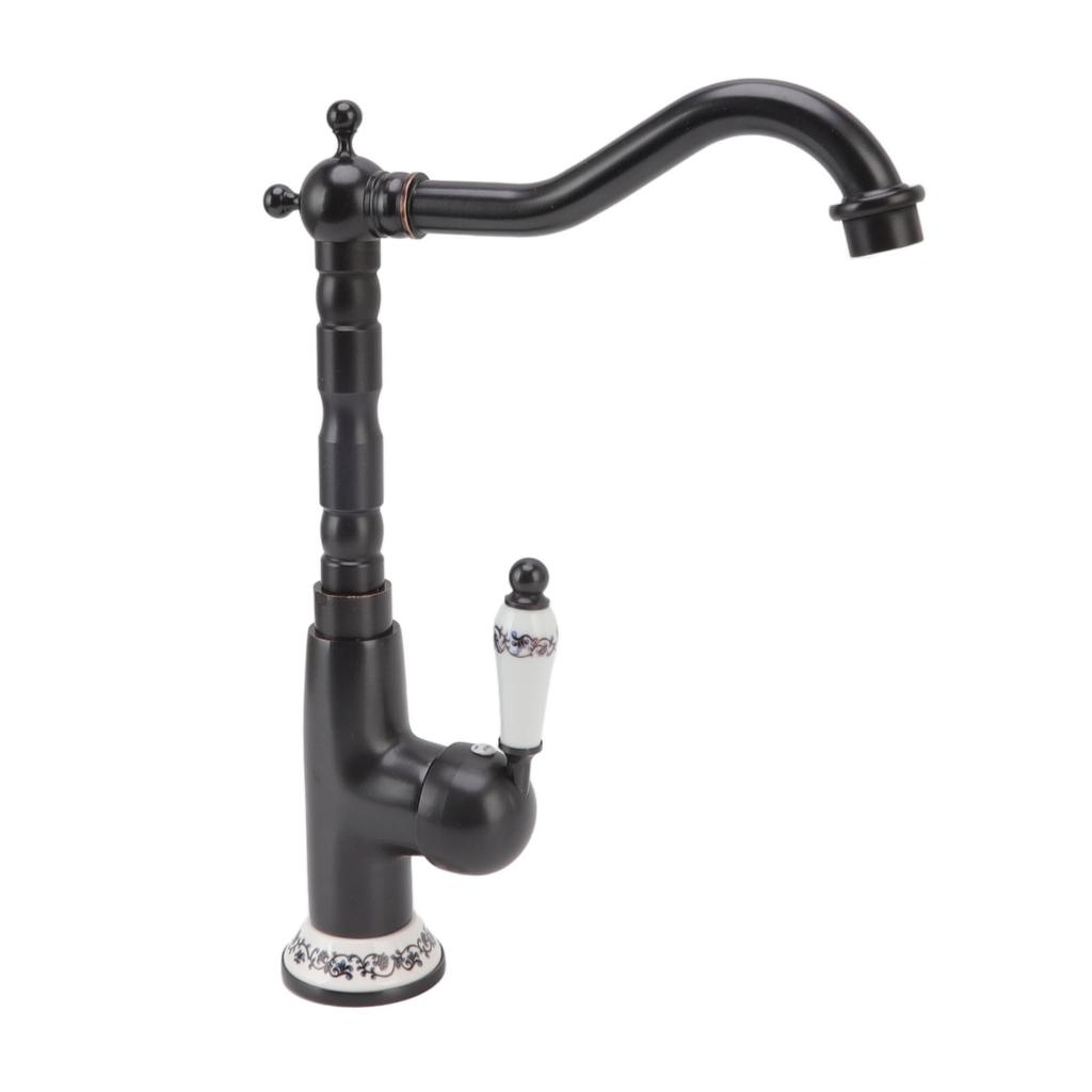 Антикварный кран в стиле ретро, фарфоровый клапан, длинный носик, прочный латунный вращающийся антикварный смеситель для