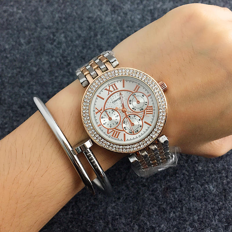 Новое поступление Contena Watch Модные женские женские кварцевые часы со стразами