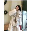 New Winter Imitation Raccoon Hair Ruffle Edge Knee Fur Coat Women's Long Fashion Fox Fur Coat