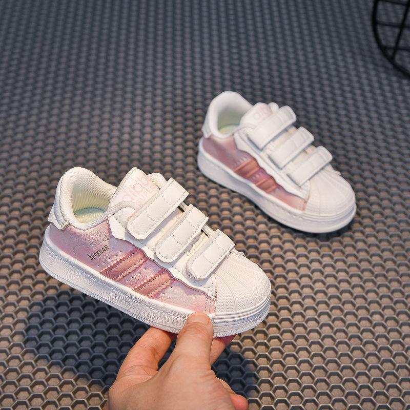 2025 Spring and Autumn New Children's Shell Head Casual Board Shoes Girls' Four Seasons Little White Shoes Boys' Velcro Sneakers