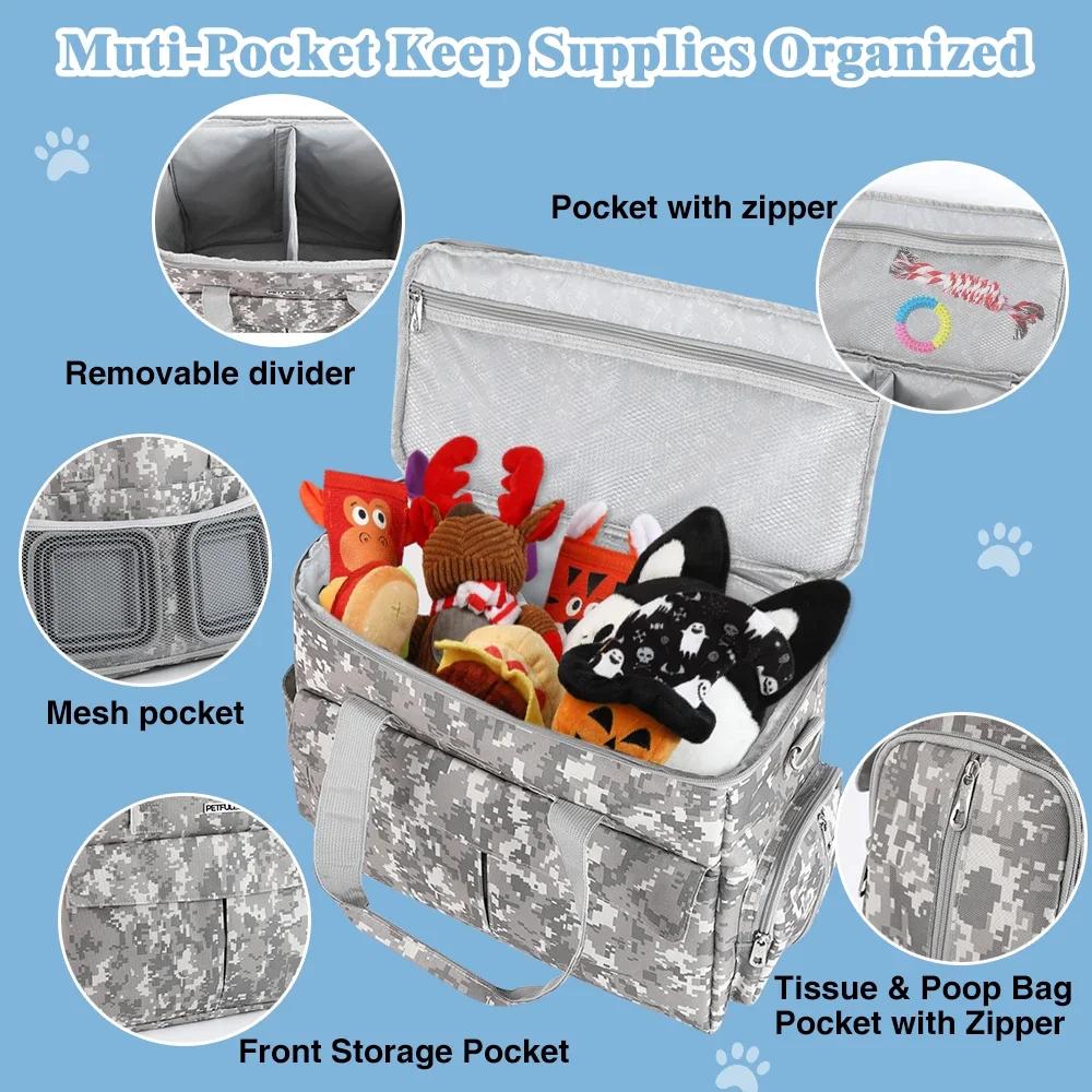 Complete Dog Travel Bag for Supplies, Weekend Pet Travel Kit for Dogs and Cats, Airline Approved Travel Bag