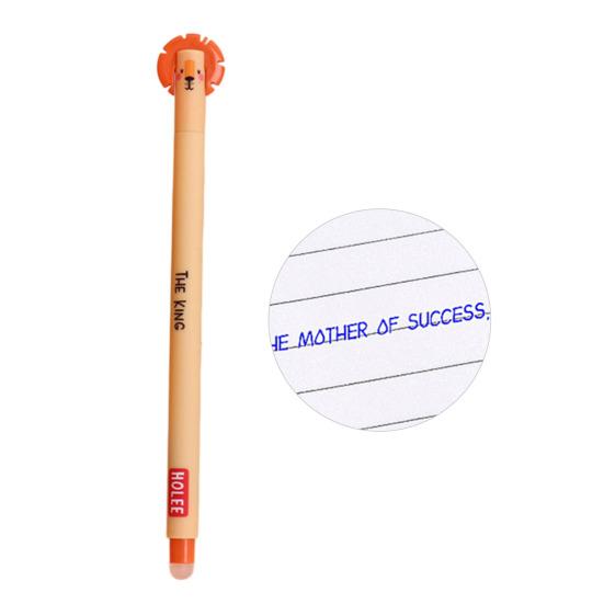 Стирающаяся ручка 0,7 мм с черными чернилами, с мягкой рукояткой, приятной для кожи, с милыми колпачками в виде животных, кнопочный механизм, перезаправляемые ручки, школьные принадлежности