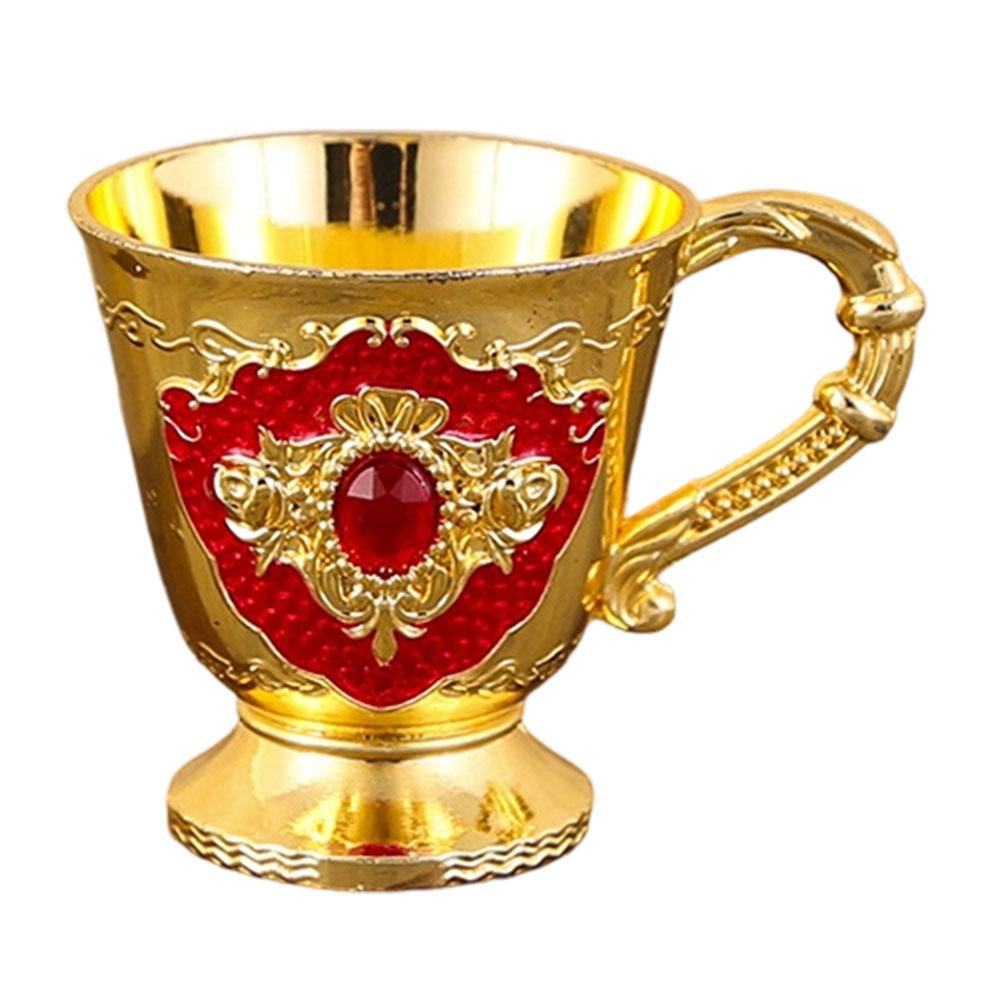 Zinc Alloy Metal Wine Drinking Cup Vintage Goblet for Picnics Bar and Home Use with Inlay 50mm Mouth 54mm Height 30mm Bottom