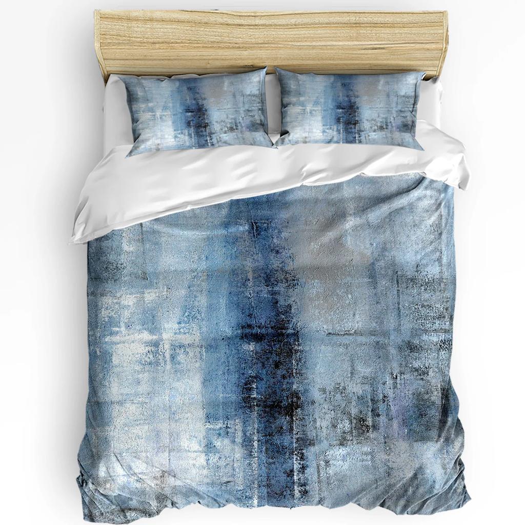 Масляная живопись Абстрактный Геометрический Желтый Серый Пододеяльник с Наволочкой 3шт Комплект Постельного Белья Покрывало Двуспальная Кровать Домашний Текстиль