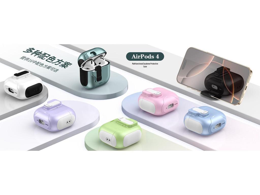 Защитный чехол для AirPods Pro 3 и 4 со выдвижной подставкой