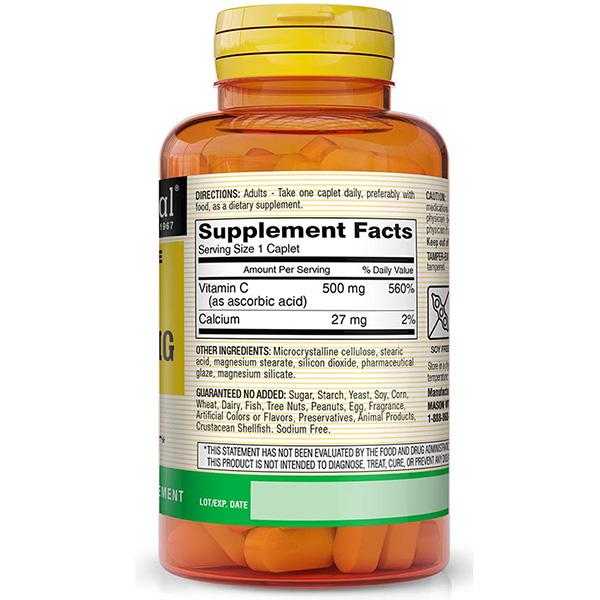 Витамин C медленного высвобождения, Delayed Release Vitamin C 500, Mason Natural  100каплет (36529034)