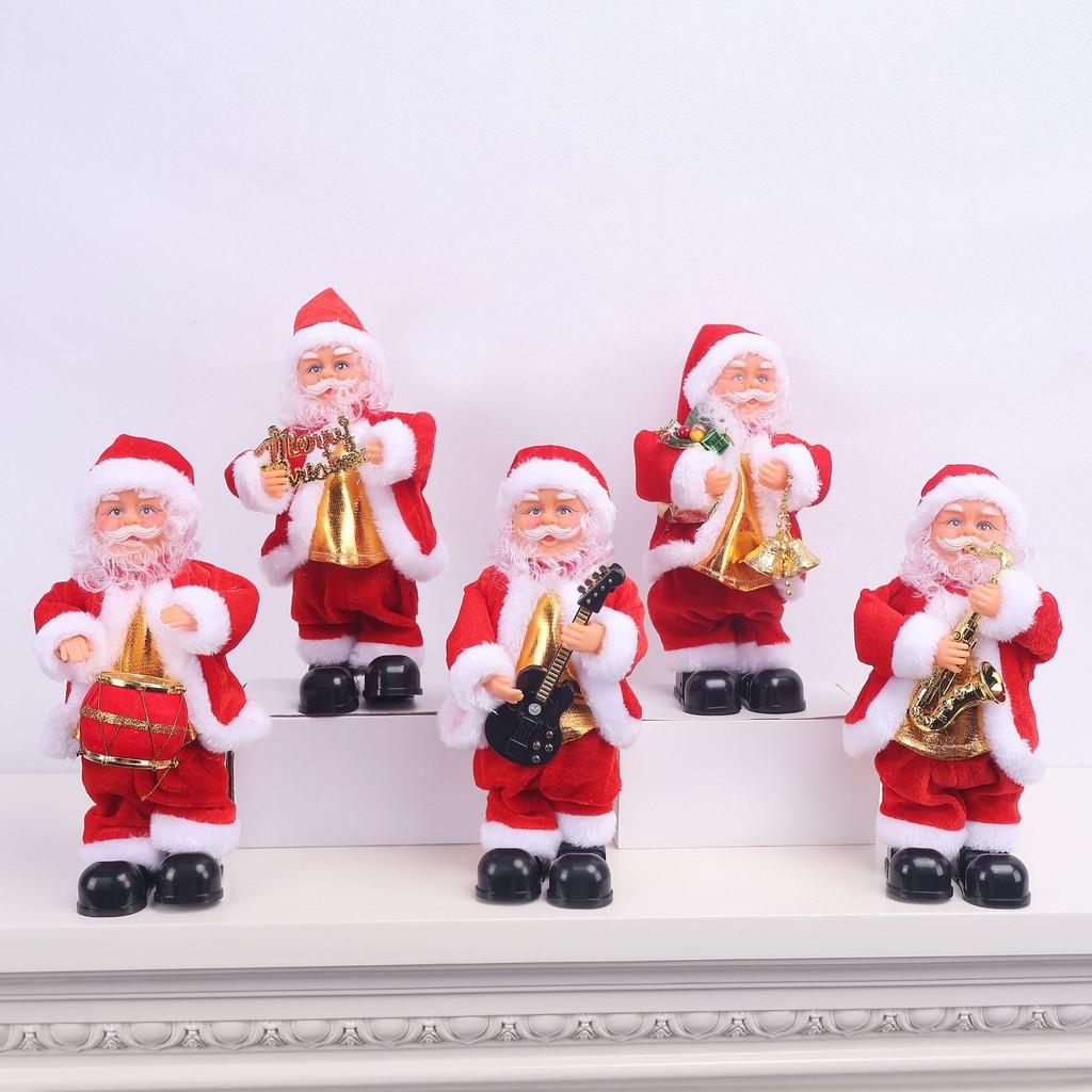 Рождественский подарок Электрический Санта Клаус Гитара Музыкальное украшение с саксофоном и барабанами для праздничного декора