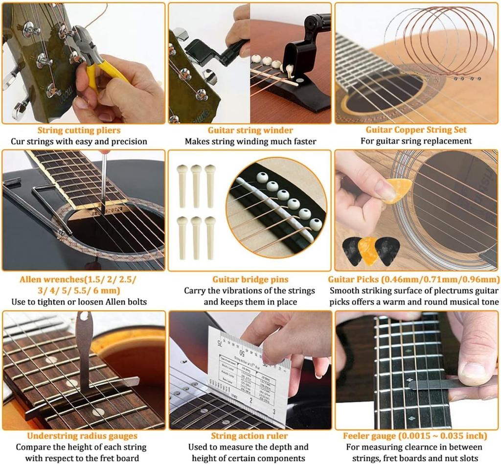 YWHWLX Guitar Maintenance Repair Guitar Repair Guitar Cleaning Care Tool Set for Acoustic Electric Perfect Gift for Music and String Instrument Lovers
