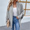 Autumn Winter Vintage Loose Long Sleeve Top Solid Color Cardigan Knitwear V-Neck Sweater