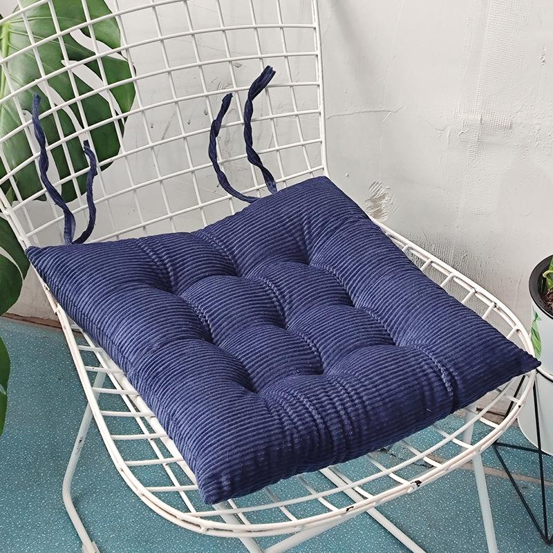 Warm Corduroy Strap Chair Cushion - Solid Color, Comfortable Chair Pad for Autumn and Winter