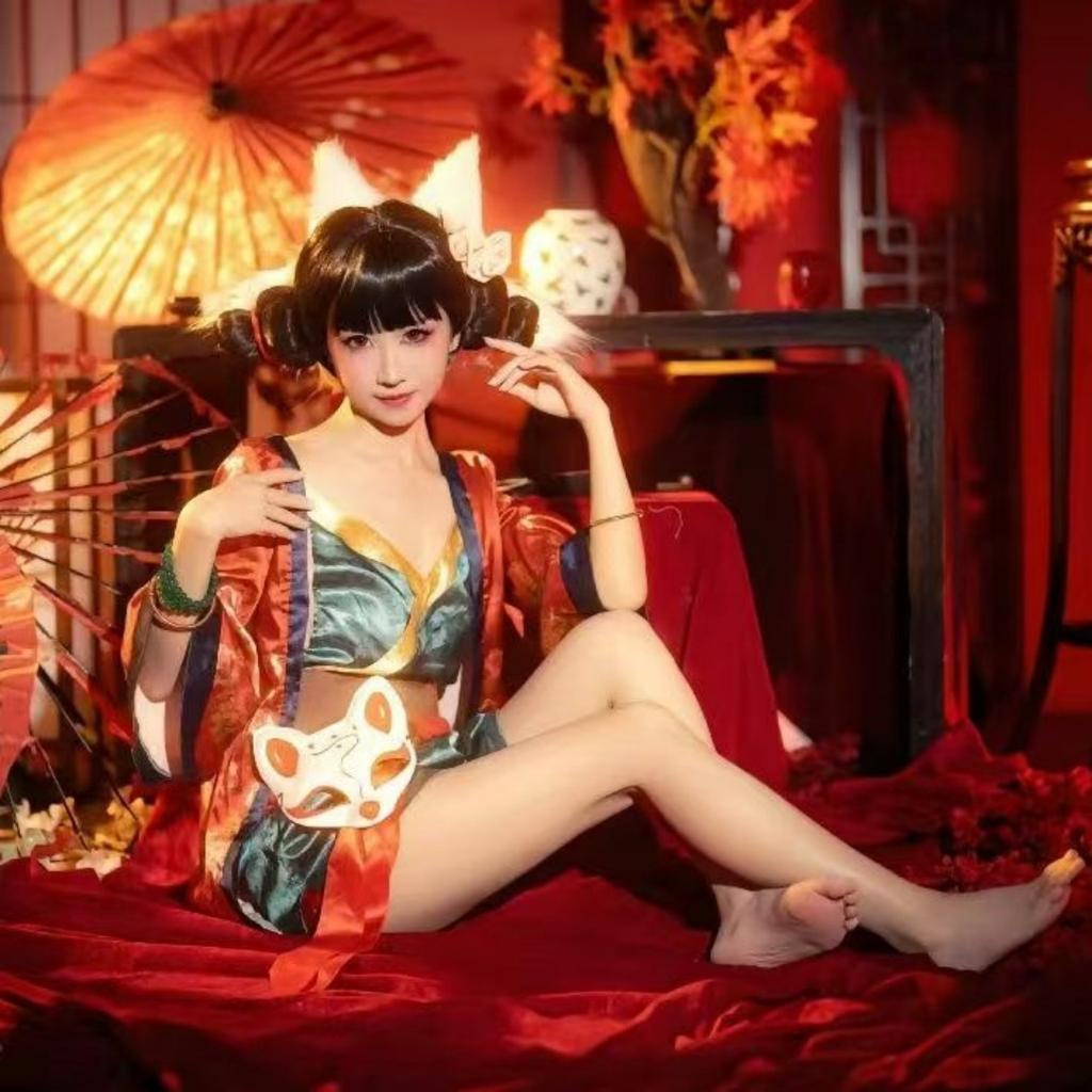 Китайский мультфильм Белая змея Девушка Лиса Демон Косплей Костюм Женщины Ханьфу Маска для вечеринки Короткое платье Кимоно Халаты Цветочный кардиган