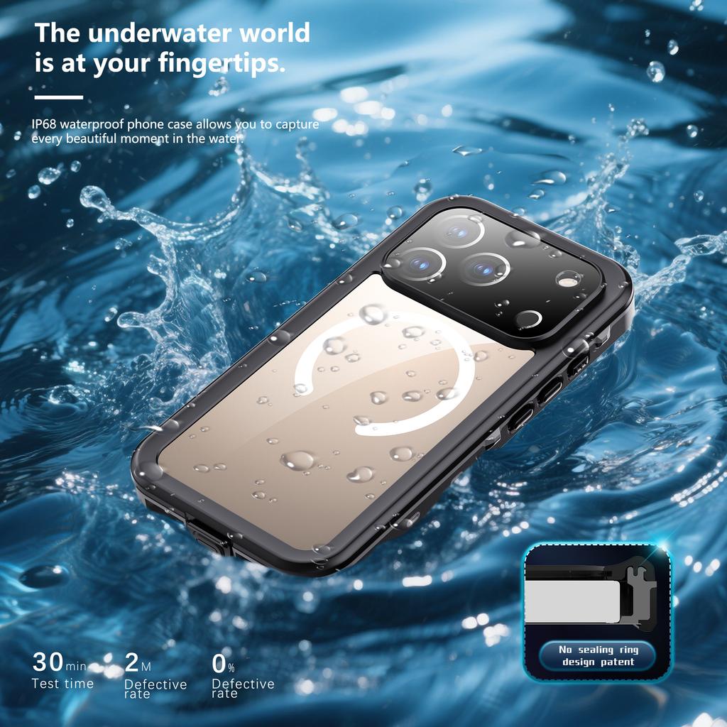 Shellbox IP68 Magnetic Waterproof Phone Case for Swimming & Diving - Compatible with IPhone 17/17AIR/17Pro/17Promax