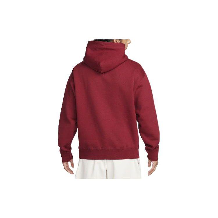 Nike Толстовка с капюшоном Solo Swoosh Solid Color Logo Drawstring, мужская, темно-красная, DX1355-677