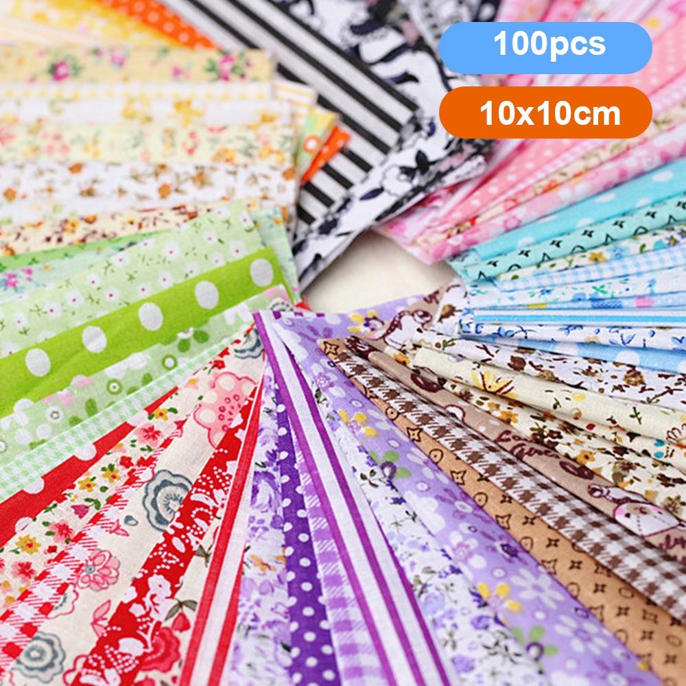 100Pcs Cotton Quilting Cotton Fabric 100*100mm Quilting Fabric Squares For Patchwork