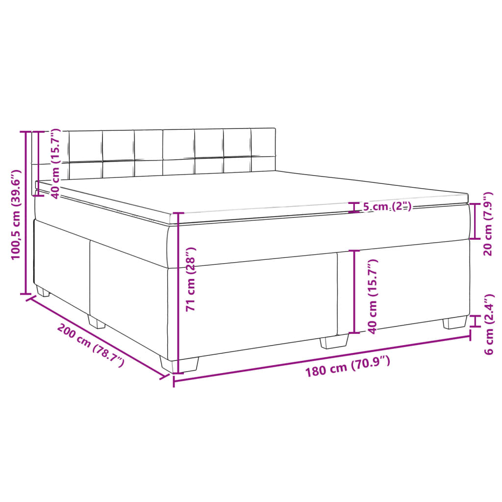 Box Spring Bed with Mattress Black 180 x 200 cm Velvet