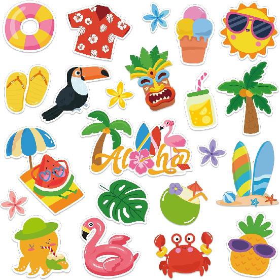 22 шт. Летние Толстые Гелевые Наклейки Hello Window Gels Decals Reble Beach Stickers Съемные Бассейн Солнце Милые Гелевые Наклейки для Окон Холодильников Лето