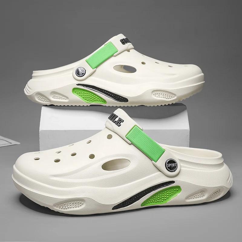 2025 летние мужские тапочки легкие EVA мужские повседневные туфли Hole Shoes Outdoor Garden Clogs мужские пляжные плоские шлепанцы