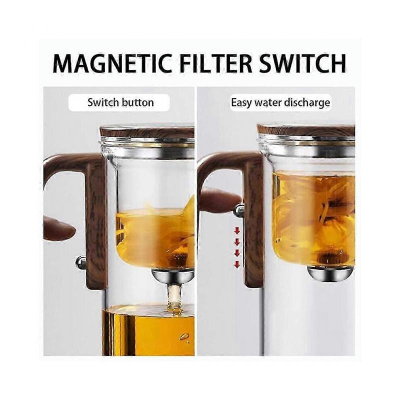 Tea Infuser Pot with Magnetic Filtration - Heat-resistant Glass Teapot Magnetic Infusion Cup Tea Set